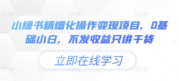 小绿书精细化操作变现项目,0基础小白,不发收益只讲干货-淘金日记