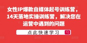 女性IP爆款自媒体起号训练营,14天落地实操训练营,解决您在运营中遇到的问题-淘金日记