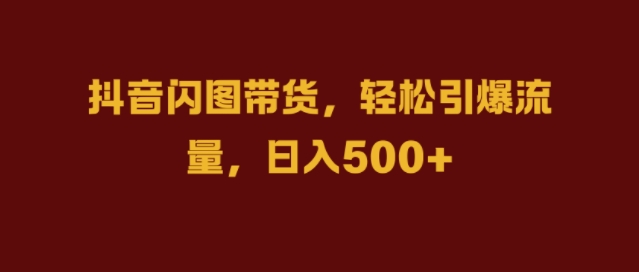 抖音闪图带货,轻松引爆流量,日入几张【揭秘】-淘金日记