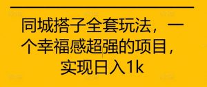 同城搭子全套玩法,一个幸福感超强的项目,实现日入1k【揭秘】-淘金日记