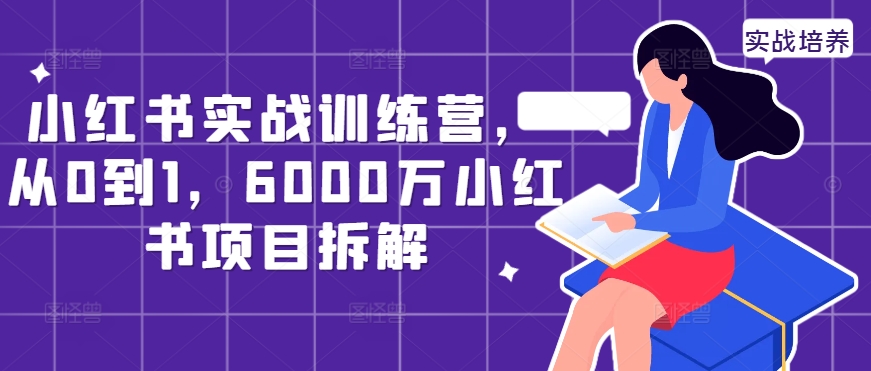 小红书实战训练营，从0到1，6000万小红书项目拆解-淘金日记
