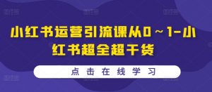 小红书运营引流课从0~1-小红书超全超干货-淘金日记