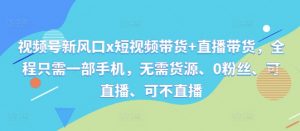 视频号新风口x短视频带货+直播带货,全程只需一部手机,无需货源、0粉丝、可直播、可不直播-淘金日记