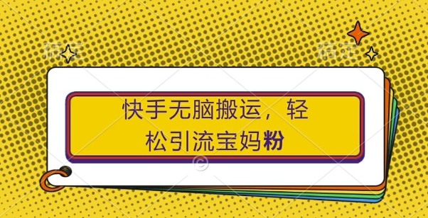 快手无脑搬运，轻松引流宝妈粉，纯小白轻松上手【揭秘】-淘金日记