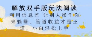 解放双手版玩法阅读，利用信息差让别人操作你来躺Z，管道收益才是王道，小白轻松上手【揭秘】-淘金日记