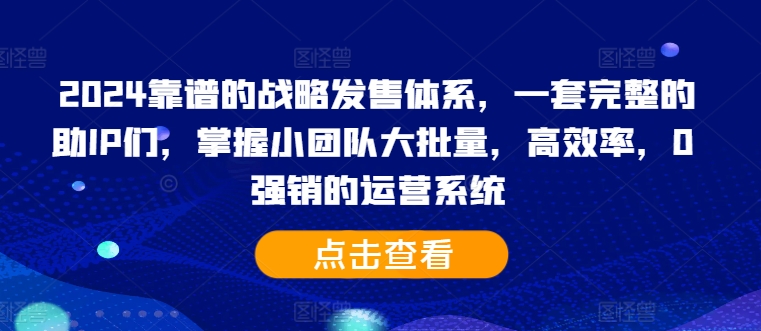 2024靠谱的战略发售体系,一套完整的助IP们,掌握小团队大批量,高效率,0 强销的运营系统-淘金日记