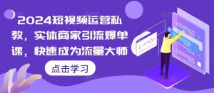 2024短视频运营私教,实体商家引流爆单课,快速成为流量大师-淘金日记