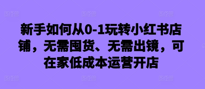 新手如何从0-1玩转小红书店铺，无需囤货、无需出镜，可在家低成本运营开店-淘金日记