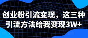 创业粉引流变现,这三种引流方法给我变现3W+【揭秘】-淘金日记