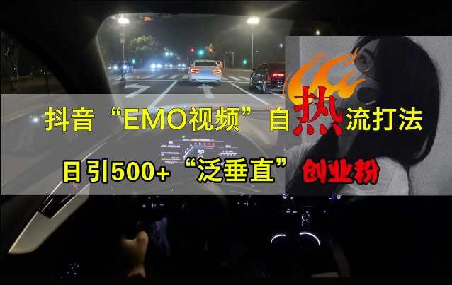 抖音EMO视频自热打法,日引500+“泛垂直”创业粉-淘金日记