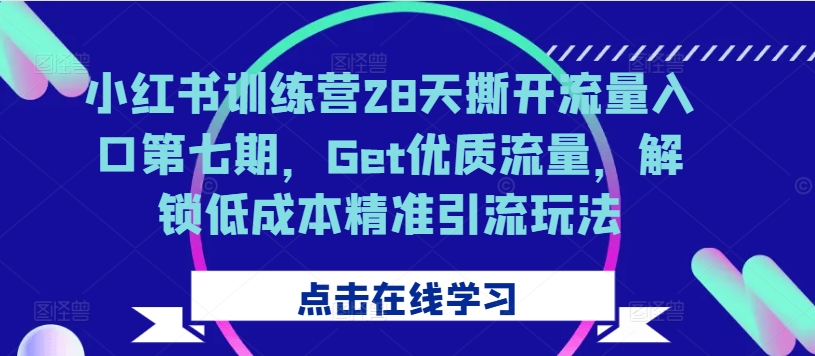 小红书训练营28天撕开流量入口第七期,Get优质流量,解锁低成本精准引流玩法-淘金日记