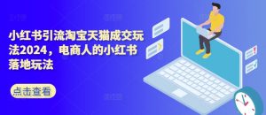 小红书引流淘宝天猫成交玩法2024，电商人的小红书落地玩法-淘金日记