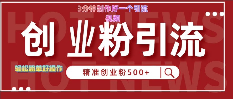 快手被动引流创业粉500+的玩法,3分钟制作好一个引流视频,轻松简单好操作【揭秘】-淘金日记