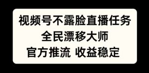 视频号不露脸直播任务，全民漂移大师，官方推流，收益稳定，全民可做【揭秘】-淘金日记