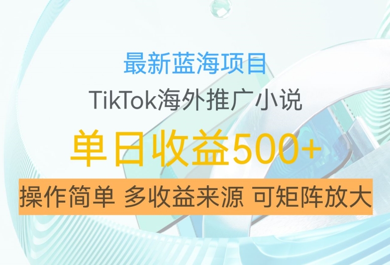 最新蓝海项目,利用tiktok海外推广小说赚钱佣金,简单易学,日入500+,可矩阵放大【揭秘】-淘金日记