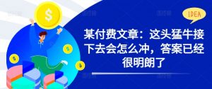 某付费文章:这头猛牛接下去会怎么冲,答案已经很明朗了 !-淘金日记
