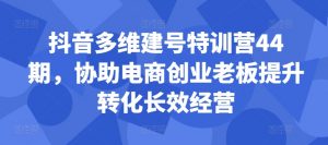 抖音多维建号特训营44期,协助电商创业老板提升转化长效经营-淘金日记