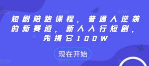 短剧陪跑课程，普通人逆袭的新赛道，新人入行短剧，先搞它100W-淘金日记