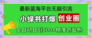 最新蓝海平台无脑引流,小绿书打爆创业圈,全自动日引500+精准创业粉-淘金日记