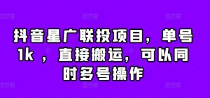 抖音星广联投项目,单号1k ,直接搬运,可以同时多号操作【揭秘】-淘金日记