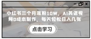 小红书三个月涨粉10W,AI英语视频0成本制作,每天轻松日入几张【揭秘】-淘金日记