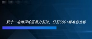双十一电商评论区暴力引流,日引500+精准创业粉【揭秘】-淘金日记