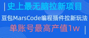 豆包MarsCode编程插件拉新玩法，史上最无脑的拉新项目，单账号最高产值1w-淘金日记