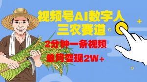 视频号AI数字人玩转三农赛道,2分钟一条视频,单月变现2W+-淘金日记