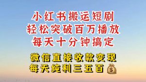 小红书搬运热门短剧,轻松爆流百万播放,每天引流几十人,搞个大几百块真的很简单-淘金日记