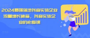 2024最强落地抖音实体企业流量增长秘籍，抖音实体企业的必看课-淘金日记