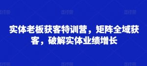 实体老板获客特训营,矩阵全域获客,破解实体业绩增长-淘金日记