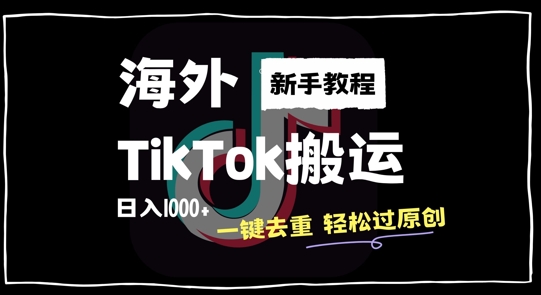 2024最新海外TikTok搬运玩法,一键去重轻松过原创,新手无经验也能日入1k【揭秘】-淘金日记