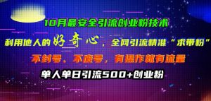10月最安全引流创业粉技术,利用他人的好奇心全网引流精准“求带粉”不封号、不废号【揭秘】-淘金日记