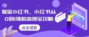 掘金小红书，小红书从0到1涨粉变现全攻略-淘金日记