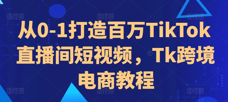 从0-1打造百万TikTok直播间短视频，Tk跨境电商教程-淘金日记