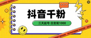 抖音千粉项目，自然涨粉变现，三天起号，日变现1k【揭秘】-淘金日记