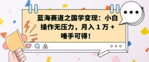 蓝海赛道之国学变现:小白操作无压力,月入 1 W + 唾手可得【揭秘】-淘金日记