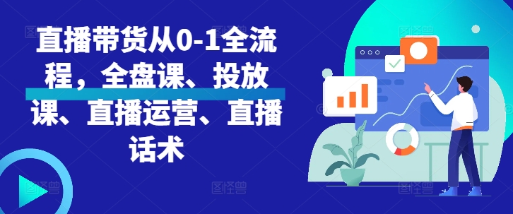 直播带货从0-1全流程,全盘课、投放课、直播运营、直播话术-淘金日记
