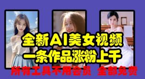全新AI美女视频,一条作品涨粉上千,所有工具不用会员,全部免费-淘金日记