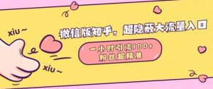 微信版知乎,超隐蔽流量入口1小时引流100人,粉丝质量超高【揭秘】-淘金日记