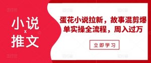 小说推文之蛋花小说拉新,故事混剪爆单实操全流程,周入过万-淘金日记