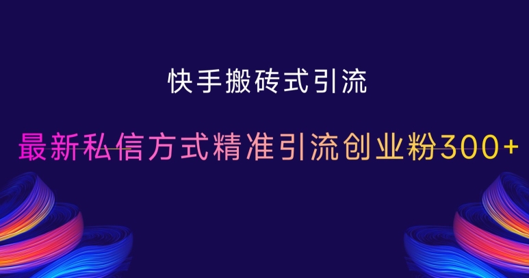 快手搬砖式引流，最新私信方式精准引流创业粉300+-淘金日记