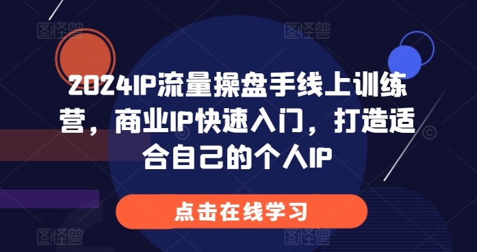 2024IP流量操盘手线上训练营,商业IP快速入门,打造适合自己的个人IP-淘金日记