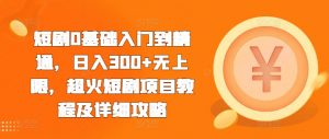短剧0基础入门到精通,日入300+无上限,超火短剧项目教程及详细攻略-淘金日记