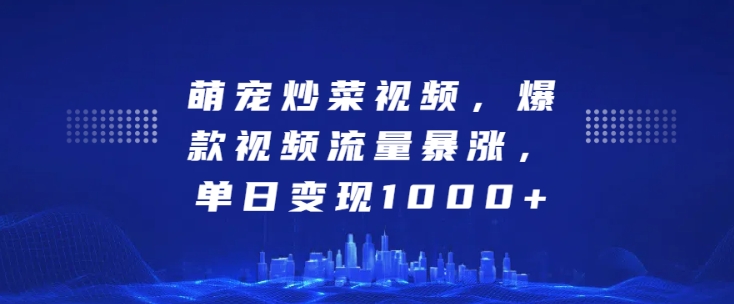 萌宠炒菜视频,爆款视频流量暴涨,单日变现1k-淘金日记