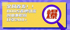 通过Boss直聘,每天轻松钓到200+多条创业大鱼的秘籍【揭秘】-淘金日记