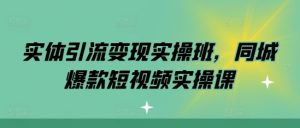 实体引流变现实操班,同城爆款短视频实操课-淘金日记
