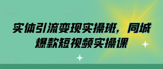 实体引流变现实操班,同城爆款短视频实操课-淘金日记