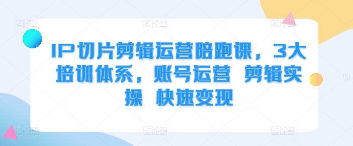 IP切片剪辑运营陪跑课，3大培训体系，账号运营 剪辑实操 快速变现-淘金日记