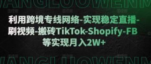 利用跨境专线网络-实现稳定直播-刷视频-搬砖TikTok-Shopify-FB等实现月入2W+【揭秘】-淘金日记